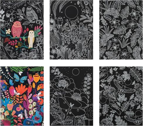 Scratch Art Kit - Mythical Animals - 6 Designs, Metallic Guided Art, Dual-Tip Stylus & Brush, Easy-to-Frame 9x12 Pages, Adult Craft Kit in Kuwait