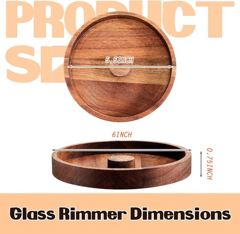4 Pcs Acacia Wood Margarita Salt Rimmer Set Glass Rimmer with Lid Home Bar Accessories Rimming Salt Rimmer Plate for Sugar Drinks Cocktails Bartender Tool Kit Party Restaurant, 5.9" Diameter in Kuwait