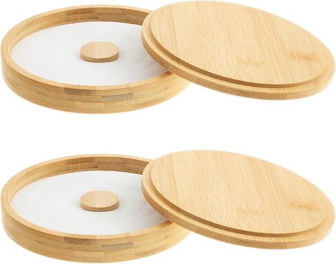 4 Pcs Acacia Wood Margarita Salt Rimmer Set Glass Rimmer with Lid Home Bar Accessories Rimming Salt Rimmer Plate for Sugar Drinks Cocktails Bartender Tool Kit Party Restaurant, 5.9" Diameter in Kuwait