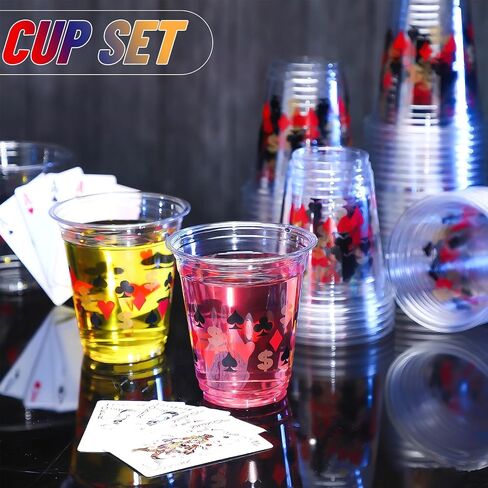 Uiifan 50 Pcs Casino Party Favor Cup 12 oz Casino Theme Party Decoration Poker Cup Supplies Bulk Hot Cold Drinking Cup for Night Birthday Wedding Favor in Saudi Arabia