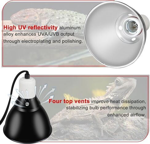 Large Caliber Reptile Lamp Cover Dome Supports Up to 250W, Diameter 7.0 Inch Heat Lamp/Light Fixture Dome Fit for E26 UVA/UVB Basking Bulbs, Perfectly Fit 250 watts Ceramic Heat Lamp in Kuwait