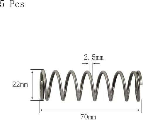 Compression Spring Steel, Compression Spring, Spring Steel, 22 mm OD, 2.5 mm Wire Diameter, 50 mm Free Length, 5 Pcs(2.5x23x20 mm) in Kuwait