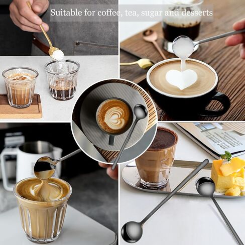 9 PCS Coffee Spoons Espresso Teaspoon, PBIEHSR Stainless Steel Tea Spoon Two Different Lengths Dessert Spoons for Stirring Drink Mixing Milkshake (Gold) in Saudi Arabia