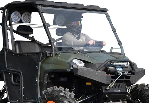 SuperATV Clear Scratch Resistant Full Windshield for 2011-2014 Polaris Ranger 900 Diesel | 2013-2014 900 Ranger Diesel Crew | Made with 1/4" Polycarbonate| Preinstalled Bulb Seal | USA Made in Saudi Arabia