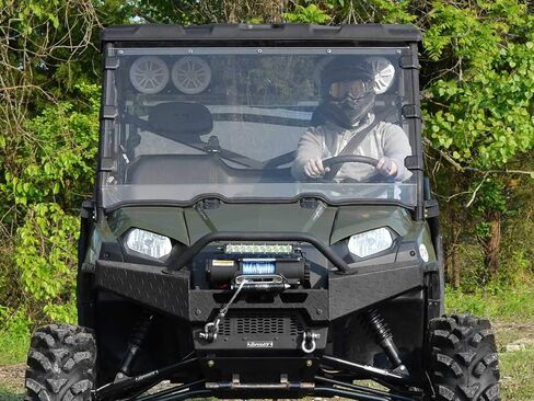 SuperATV Clear Scratch Resistant Full Windshield for 2011-2014 Polaris Ranger 900 Diesel | 2013-2014 900 Ranger Diesel Crew | Made with 1/4" Polycarbonate| Preinstalled Bulb Seal | USA Made in Saudi Arabia