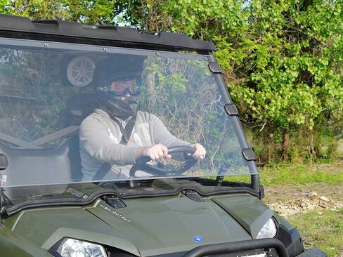 SuperATV Clear Scratch Resistant Full Windshield for 2011-2014 Polaris Ranger 900 Diesel | 2013-2014 900 Ranger Diesel Crew | Made with 1/4" Polycarbonate| Preinstalled Bulb Seal | USA Made in Saudi Arabia