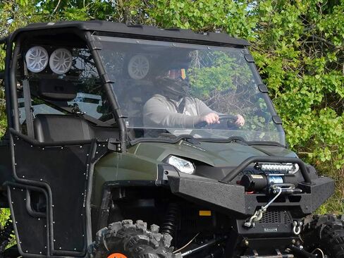 SuperATV Clear Scratch Resistant Full Windshield for 2011-2014 Polaris Ranger 900 Diesel | 2013-2014 900 Ranger Diesel Crew | Made with 1/4" Polycarbonate| Preinstalled Bulb Seal | USA Made in Saudi Arabia