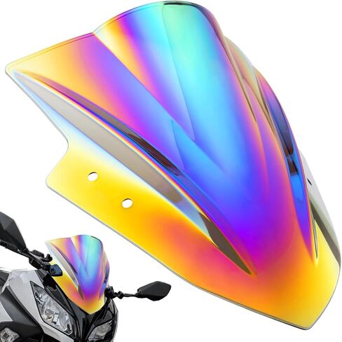 Double Bubble Windscreen Windshield Compatible with Kawasaki Ninja 300 EX300 EX300R 2013 2014 2015 2016 2017 Wind Deflector Screen (Deep Iridium) in Kuwait