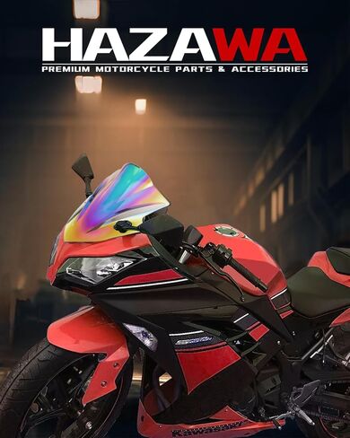 Double Bubble Windscreen Windshield Compatible with Kawasaki Ninja 300 EX300 EX300R 2013 2014 2015 2016 2017 Wind Deflector Screen (Deep Iridium) in Kuwait