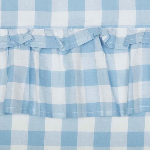 VHC Brands Annie Blue Buffalo Check Farmhouse Ruffled Tier Kitchen Curtain Set 24x36 in Saudi Arabia