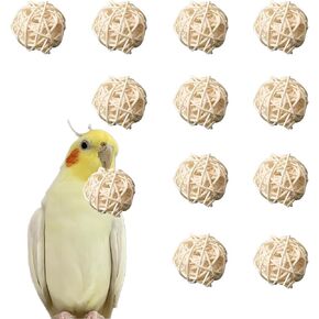 HANZE Bird Toy Parrot Chew Balls, Natural Rattan Balls for Bird Parrot Chewing and Mental Stimulation, Set of 30 in Kuwait