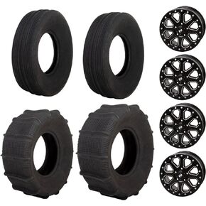 Four 33x15 TENSOR SAND SERIES Front and Rear UTV Sand Tires mounted on Tusk UINTA Beadlock Wheels - For the POLARIS RZR PRO R series 5 lug - Includes Lug Nuts (Gun Metal) in Saudi Arabia