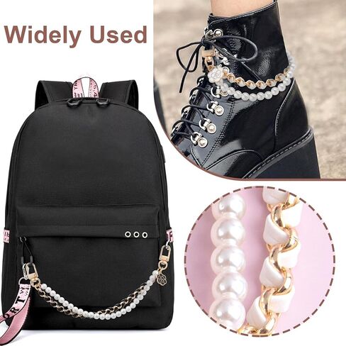 Isslly 1PCS Pearl Purse Extender Chain, Silver Bag Charm Handle, 10 mm Pearl Short Straps Replacement Decoration for Crossbody Bags, Handbags, Accessories for Bags with Metal Buckles in Kuwait