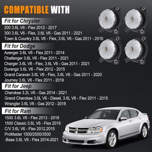 5184101AF 4 Pack Engine Camshammammammam Cam Phaser Actuator Sensor Fit for Chrysler 200 300 for Dodge for Jeep for RAM 3.6L 2011-2021 5184101AG ، 05184101AH ، 05184101AG ، 05184101AF ، 918-803 ، VVT319 in Saudi Arabia