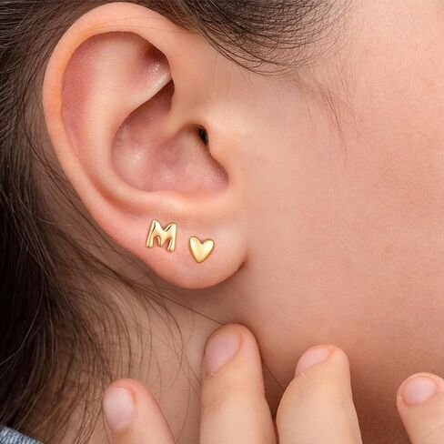 أقراط مسمار الهدايا للبنات - 2 زوجان من S925 Sterling Silver Post Post Gold Gold Plated Heart Orior Stud arocrings for Girls Teen Girl Gifts Hypoallergenic arring for Women Jewelry in Saudi Arabia