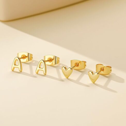 أقراط مسمار الهدايا للبنات - 2 زوجان من S925 Sterling Silver Post Post Gold Gold Plated Heart Orior Stud arocrings for Girls Teen Girl Gifts Hypoallergenic arring for Women Jewelry in Saudi Arabia