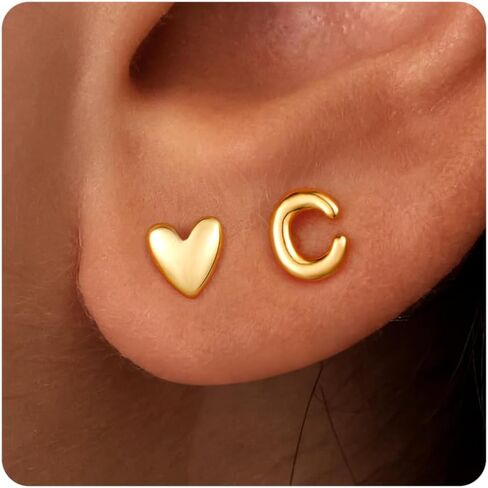 أقراط مسمار الهدايا للبنات - 2 زوجان من S925 Sterling Silver Post Post Gold Gold Plated Heart Orior Stud arocrings for Girls Teen Girl Gifts Hypoallergenic arring for Women Jewelry in Saudi Arabia