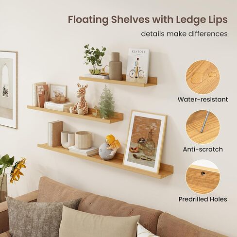 Axeman 30 Inch Floating Shelves | White Picture Ledge Shelf Set of 3 | Rustic Wood Wall Shelves with Lip | 30" White Picture Shelf for Wall with Ledge | Photo Shelves in Saudi Arabia