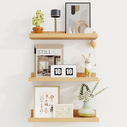 Axeman 30 Inch Floating Shelves | White Picture Ledge Shelf Set of 3 | Rustic Wood Wall Shelves with Lip | 30" White Picture Shelf for Wall with Ledge | Photo Shelves in Saudi Arabia