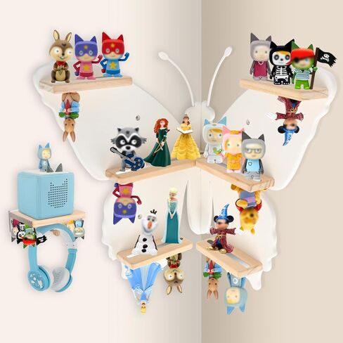 Butterfly for Tonies Box Organizer Tonie Storage Shelf Wall مركبة ، أرفف عائمة مغناطيسية لـ Toniebox ، أحرف Tonies ، مجموعة عرض 30 ~ 40 حرفًا in Kuwait