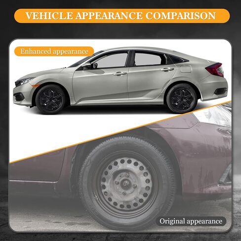 16" Hubcaps for 2016-2025 Honda Civic Sedan Steel Wheels - Set of 4, Snap-on Design, Silver&Black Lacquer Wheel Rim Covers, ABS&PC Material, 16-Inch Silver&Black Lacquer 4-Pack in Saudi Arabia