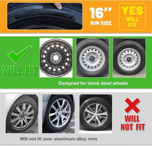 16" Hubcaps for 2016-2025 Honda Civic Sedan Steel Wheels - Set of 4, Snap-on Design, Silver&Black Lacquer Wheel Rim Covers, ABS&PC Material, 16-Inch Silver&Black Lacquer 4-Pack in Saudi Arabia