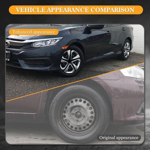 16" Hubcaps for 2016-2025 Honda Civic Sedan Steel Wheels - Set of 4, Snap-on Design, Silver&Black Lacquer Wheel Rim Covers, ABS&PC Material, 16-Inch Silver&Black Lacquer 4-Pack in Saudi Arabia