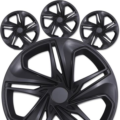 16" Hubcaps for 2016-2025 Honda Civic Sedan Steel Wheels - Set of 4, Snap-on Design, Silver&Black Lacquer Wheel Rim Covers, ABS&PC Material, 16-Inch Silver&Black Lacquer 4-Pack in Saudi Arabia