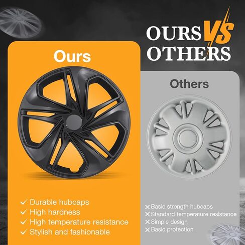 16" Hubcaps for 2016-2025 Honda Civic Sedan Steel Wheels - Set of 4, Snap-on Design, Silver&Black Lacquer Wheel Rim Covers, ABS&PC Material, 16-Inch Silver&Black Lacquer 4-Pack in Saudi Arabia