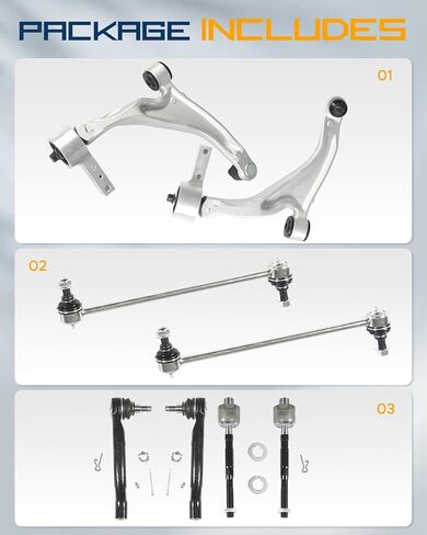 8pcs التعليق مجموعة Fits 2009-2015 لـ Honda Pilot (2 أذرع التحكم مع مفاصل الكرة ، 4 قضبان ربط داخلية وخارجية ، 2 قضبان التأثير) 2010 2011 2012 2013 2014 in Saudi Arabia
