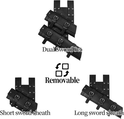 HiiFeuer 2 PCs Medieval Double Sword Frog with Belt Renaissance Adjustable Sword Holder Sheath Hoslter for Ren Faire Cosplay in Saudi Arabia