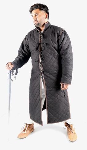 THE MEDIEVALS Medieval Thick Padded Full Length Sleeves Gambeson Coat Aketon Jacket Armor, Cotton Fabric in Kuwait