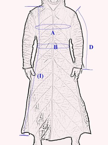 THE MEDIEVALS Medieval Thick Padded Full Length Sleeves Gambeson Coat Aketon Jacket Armor, Cotton Fabric in Kuwait