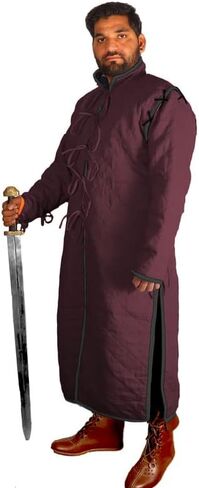 THE MEDIEVALS Medieval Thick Padded Full Length Sleeves Gambeson Coat Aketon Jacket Armor, Cotton Fabric in Kuwait