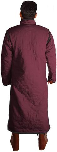 THE MEDIEVALS Medieval Thick Padded Full Length Sleeves Gambeson Coat Aketon Jacket Armor, Cotton Fabric in Kuwait