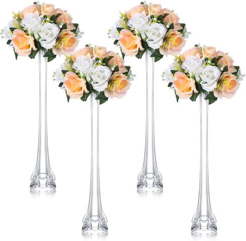 8 Pcs Eiffel Tower Vase Bulk 23.6 Inch Tall Skinny Vases Glass Clear Tower Vases Centerpiece Tall Glass Vases with Sturdy Base for Wedding Floral Decoration Event Home Supplies, Arts Crafts in Saudi Arabia