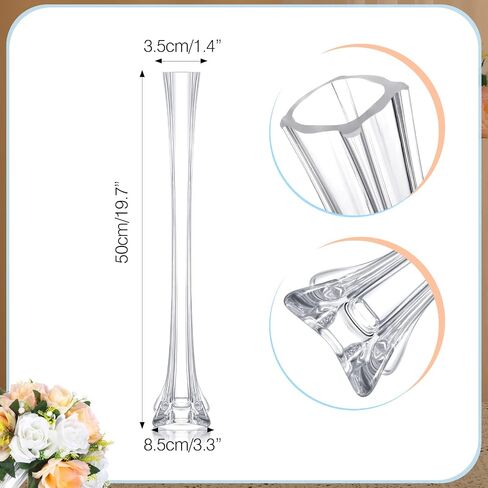8 Pcs Eiffel Tower Vase Bulk 23.6 Inch Tall Skinny Vases Glass Clear Tower Vases Centerpiece Tall Glass Vases with Sturdy Base for Wedding Floral Decoration Event Home Supplies, Arts Crafts in Saudi Arabia