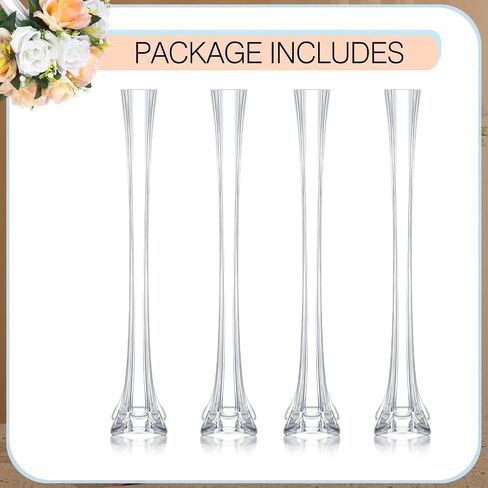 8 Pcs Eiffel Tower Vase Bulk 23.6 Inch Tall Skinny Vases Glass Clear Tower Vases Centerpiece Tall Glass Vases with Sturdy Base for Wedding Floral Decoration Event Home Supplies, Arts Crafts in Saudi Arabia