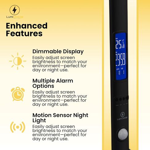 LumiCharge LED 6 in 1 Desk Lamp and Phone Charging Dock - Qi Wireless Charging pad 10W, Touch Control, Motion Light, Clock w/LED Display | Compatible with All Phone Models and Smart Watches | Silver in Saudi Arabia