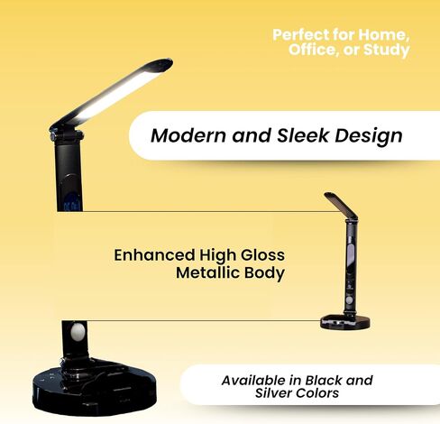 LumiCharge LED 6 in 1 Desk Lamp and Phone Charging Dock - Qi Wireless Charging pad 10W, Touch Control, Motion Light, Clock w/LED Display | Compatible with All Phone Models and Smart Watches | Silver in Saudi Arabia