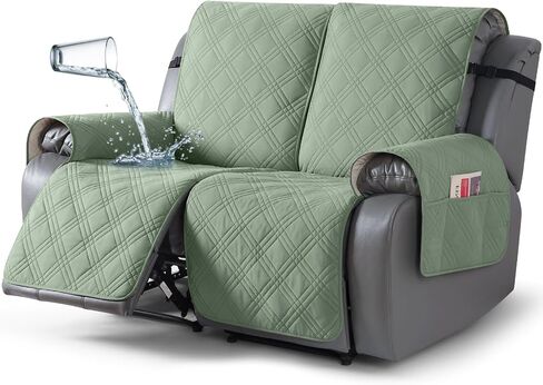 TAOCOCO 100% Waterproof Recliner Loveseat Covers 2 Seater, Split Loveseat Covers for Reclining loveseat, Non Slip Reclining Couch Cover with Double Straps for Kids, Pets(2 Seater, Dark Grey) in Saudi Arabia