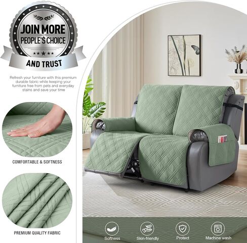 TAOCOCO 100% Waterproof Recliner Loveseat Covers 2 Seater, Split Loveseat Covers for Reclining loveseat, Non Slip Reclining Couch Cover with Double Straps for Kids, Pets(2 Seater, Dark Grey) in Saudi Arabia