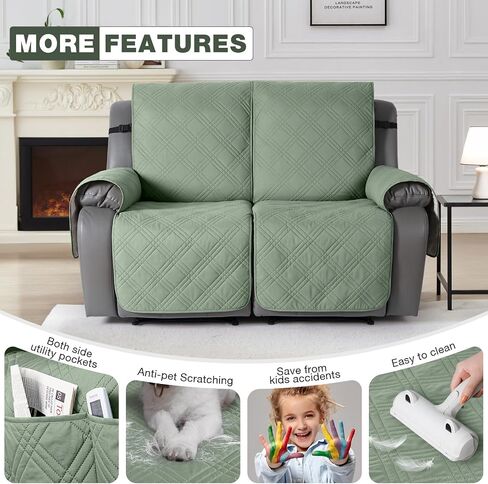 TAOCOCO 100% Waterproof Recliner Loveseat Covers 2 Seater, Split Loveseat Covers for Reclining loveseat, Non Slip Reclining Couch Cover with Double Straps for Kids, Pets(2 Seater, Dark Grey) in Saudi Arabia