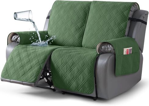 TAOCOCO 100% Waterproof Recliner Loveseat Covers 2 Seater, Split Loveseat Covers for Reclining loveseat, Non Slip Reclining Couch Cover with Double Straps for Kids, Pets(2 Seater, Dark Grey) in Kuwait