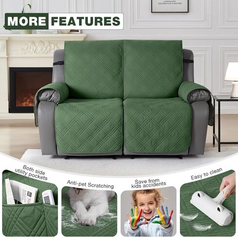 TAOCOCO 100% Waterproof Recliner Loveseat Covers 2 Seater, Split Loveseat Covers for Reclining loveseat, Non Slip Reclining Couch Cover with Double Straps for Kids, Pets(2 Seater, Dark Grey) in Kuwait