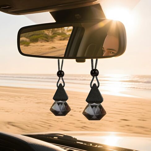 Luxury Perfume Scented Car Air Freshener for Summer - Hanging Essential Oil Diffuser with 90-Day Long-Lasting Fragrance, Non-Toxic & Eco, Premium Gift for Men/Women(Pure white linen Scent, 2 x 8ml) in Kuwait