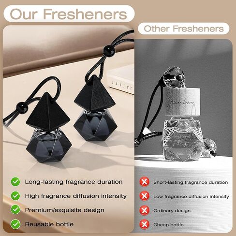 Luxury Perfume Scented Car Air Freshener for Summer - Hanging Essential Oil Diffuser with 90-Day Long-Lasting Fragrance, Non-Toxic & Eco, Premium Gift for Men/Women(Pure white linen Scent, 2 x 8ml) in Kuwait