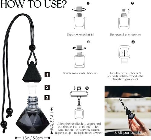 Luxury Perfume Scented Car Air Freshener for Summer - Hanging Essential Oil Diffuser with 90-Day Long-Lasting Fragrance, Non-Toxic & Eco, Premium Gift for Men/Women(Pure white linen Scent, 2 x 8ml) in Kuwait