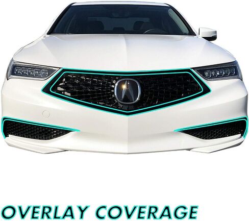 SlickMod Chrome Delete Blackout Vinyl Overlay for 2018-2020 Acura TLX Front Bumper Grill & Lower Side Trim (Grill & Lower Side Trim, Gloss Black) in Saudi Arabia