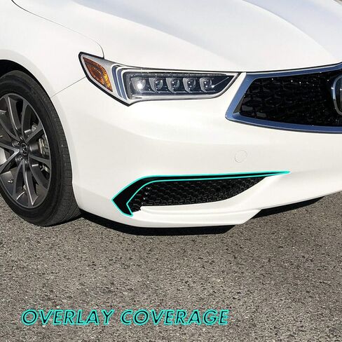 SlickMod Chrome Delete Blackout Vinyl Overlay for 2018-2020 Acura TLX Front Bumper Grill & Lower Side Trim (Grill & Lower Side Trim, Gloss Black) in Saudi Arabia